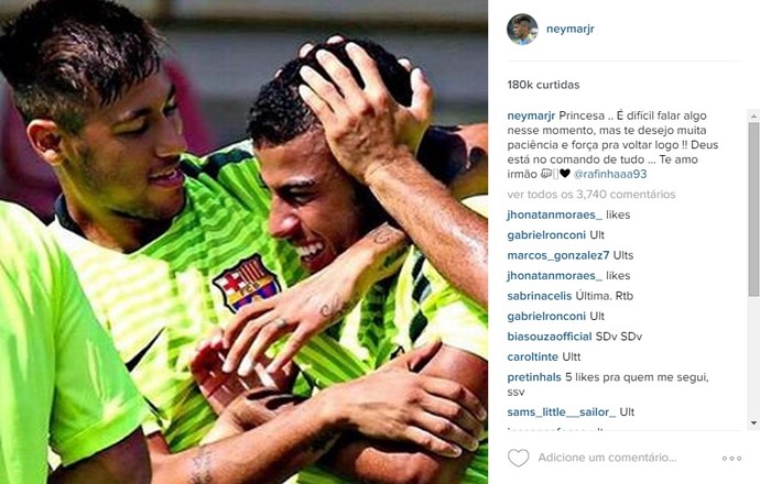 Neymar post Rafinha (Foto: Reprodução/Instagram)