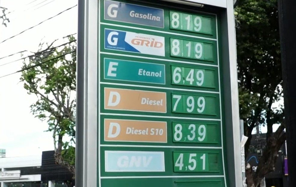 Diesel S10 custando até R$ 8,39 na capital potiguar — Foto: Reprodução/Inter TV Cabugi