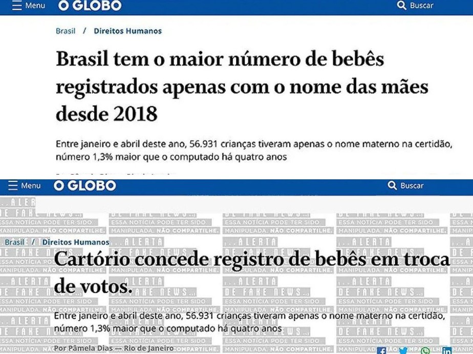 Vacina Anti Fake News dificulta que prints de conteÃºdos jornalÃ­sticos que foram adulterados sejam compartilhados