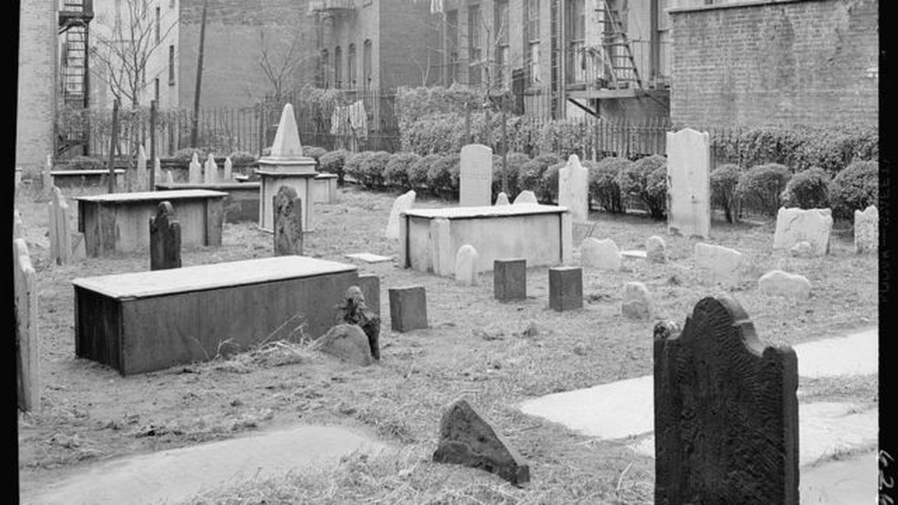 Cemitério antigo judeu em Nova York — Foto: Biblioteca do Congresso dos EUA/BBC