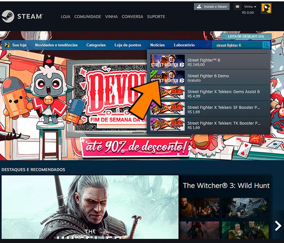 Página inicial do Steam — Foto: Reprodução/Felipe Vinha