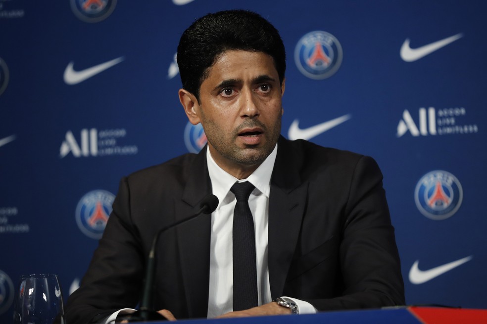 Nasser Al-Khelaifi, presidente do PSG — Foto: Christophe Petit Tesson