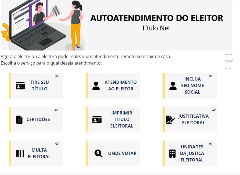 Serviços eleitorais estão disponíveis pela internet — Foto: TSE/Divulgação