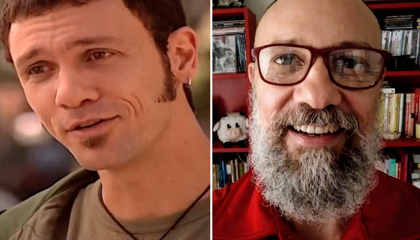 Antes e depois: Luiz Nicolau, como Maurinho em Laços de Família (Globo, 2000), e com visual atual, em 2021 (Foto: Reprodução/TV Globo e Reprodução/Instagram)