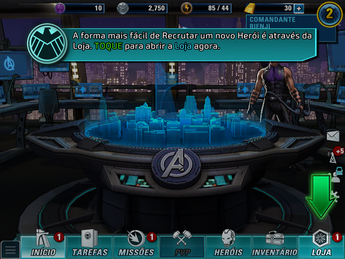 Menu da base de Avengers Alliance 2 (Foto: Reprodução/Felipe Vinha)