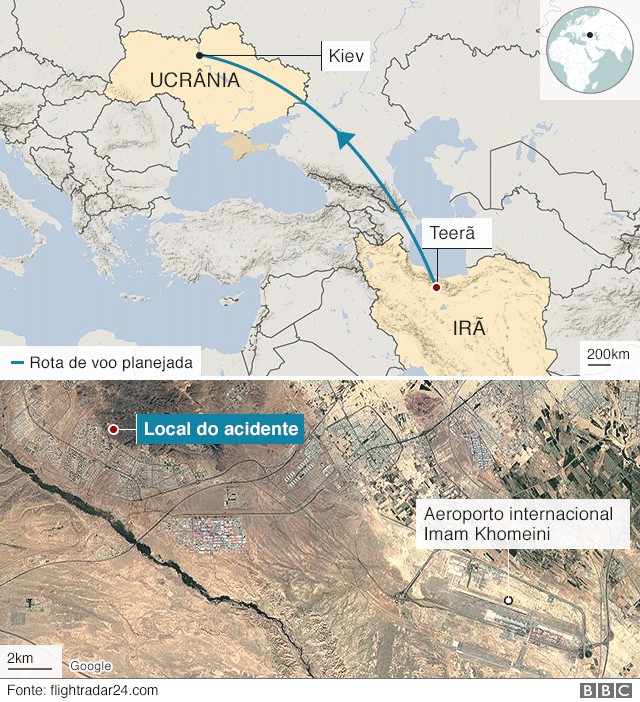 BBC - Avião ucraniano caiu no Irã (Foto: BBC)