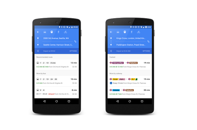 Interface do Google Transit no celular Android (Foto: Reprodução/Google)