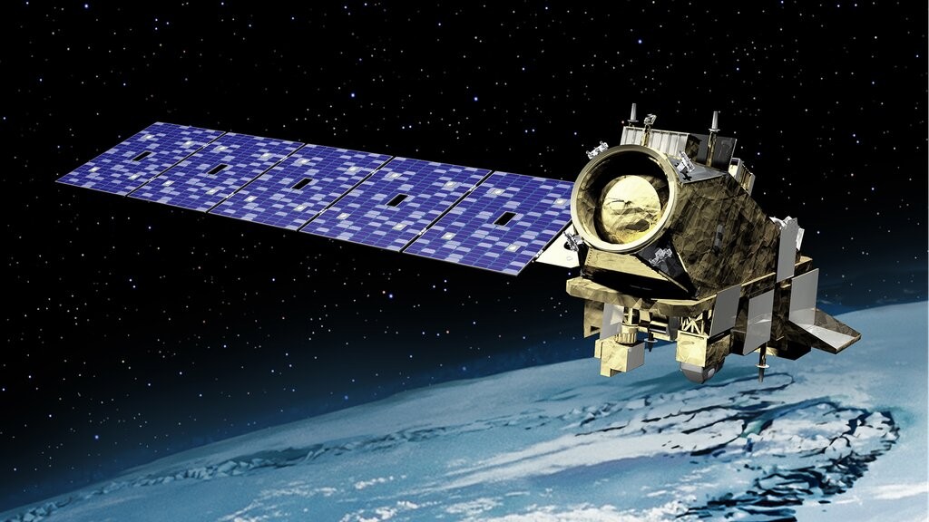 Ilustração do satélite JPSS (Joint Polar Satellite System) da Nasa, parte da missão NOAA's que fornecerá informações sobre eventos climáticos no planeta (Foto: Orbital ATK)