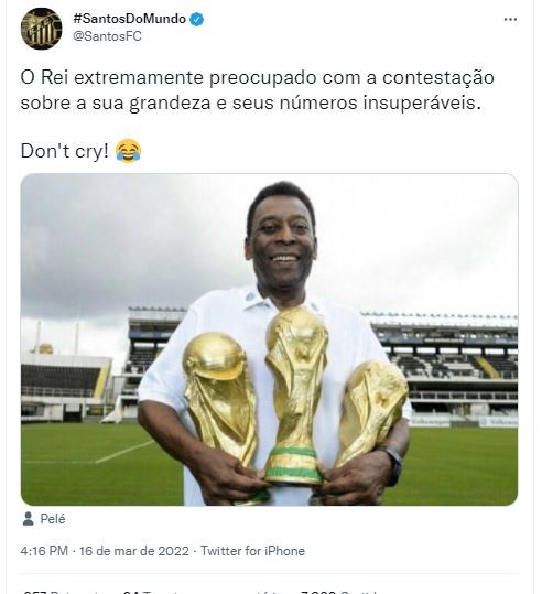 Santos defende Pelé nas redes (Foto: Twitter/Reprodução)