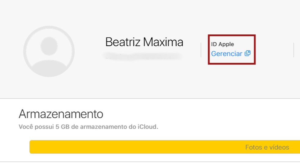 Acessando o gerenciamento de conta do ID Apple — Foto: Beatriz Maxima/TechTudo