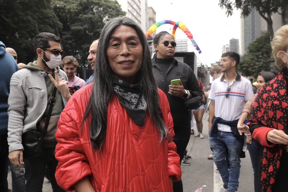 O cabeleireiro Celso Kamura na 26ª edição da Parada do Orgulho LGBT+ — Foto: Celso Tavares/g1