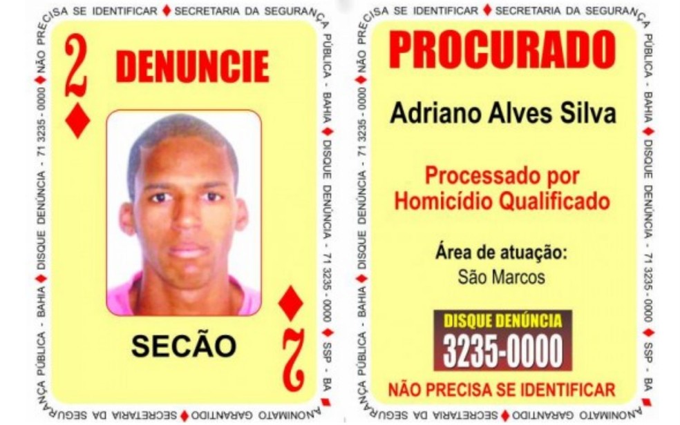 Dois de ouros do Baralho do Crime é preso (Foto: Divulgação/SSP-BA)