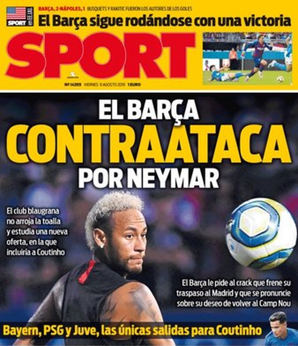 Capa do "Sport" fala sobre Neymar, Real Madrid e Barcelona — Foto: Divulgação