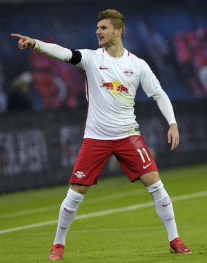 Timo Werner comemora gol do RB Leipzig (Foto: AP Photo/Jens Meyer)