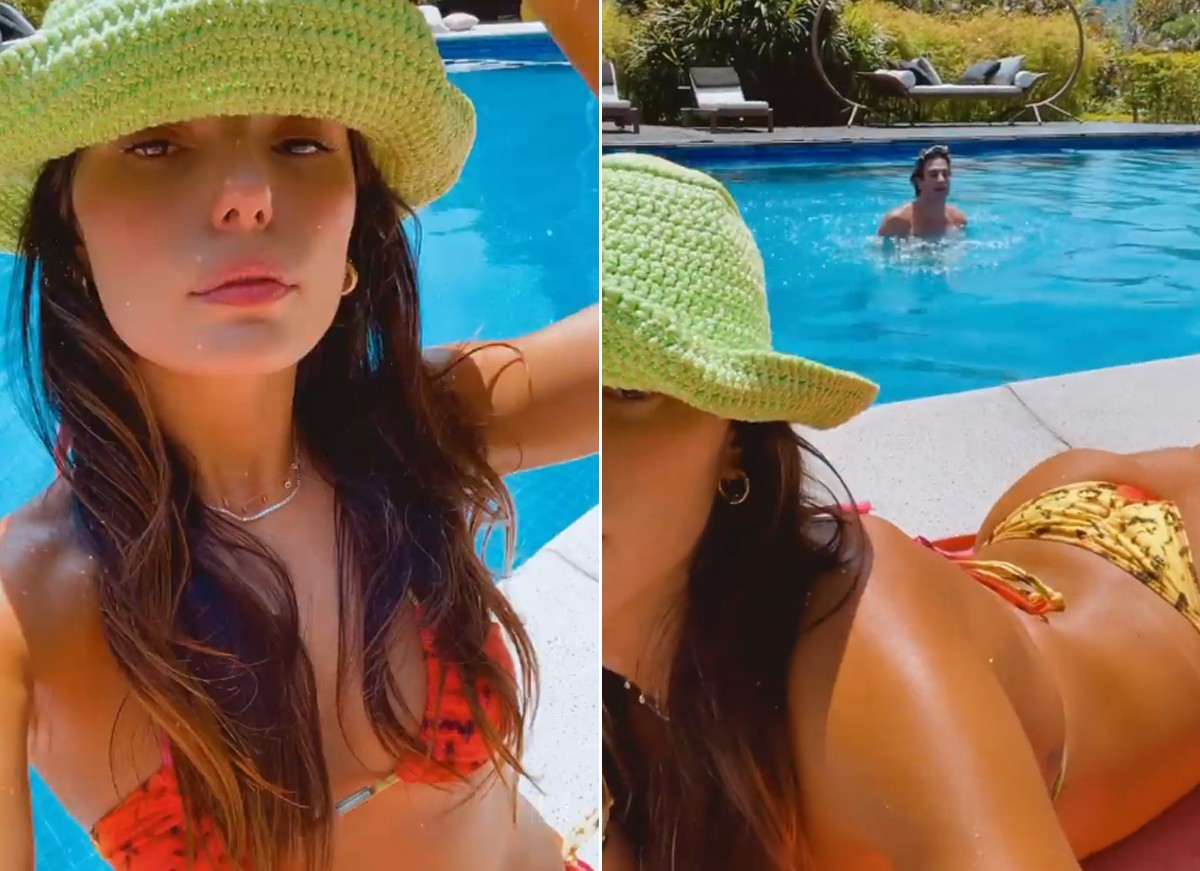 Isis Valverde e o marido, André Resende, curtem dia na piscina (Foto: Reprodução / Instagram)