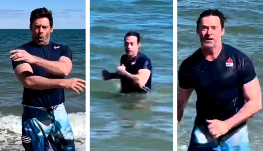 Hugh Jackman mostra mergulho em mar congelante em treinamento intensivo para 'virar Wolverine de novo'
