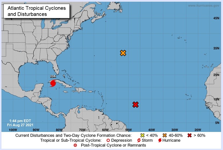 mapa-furacao-ida-27082021 (Foto: Reprodução/National Hurricane Center-EUA)