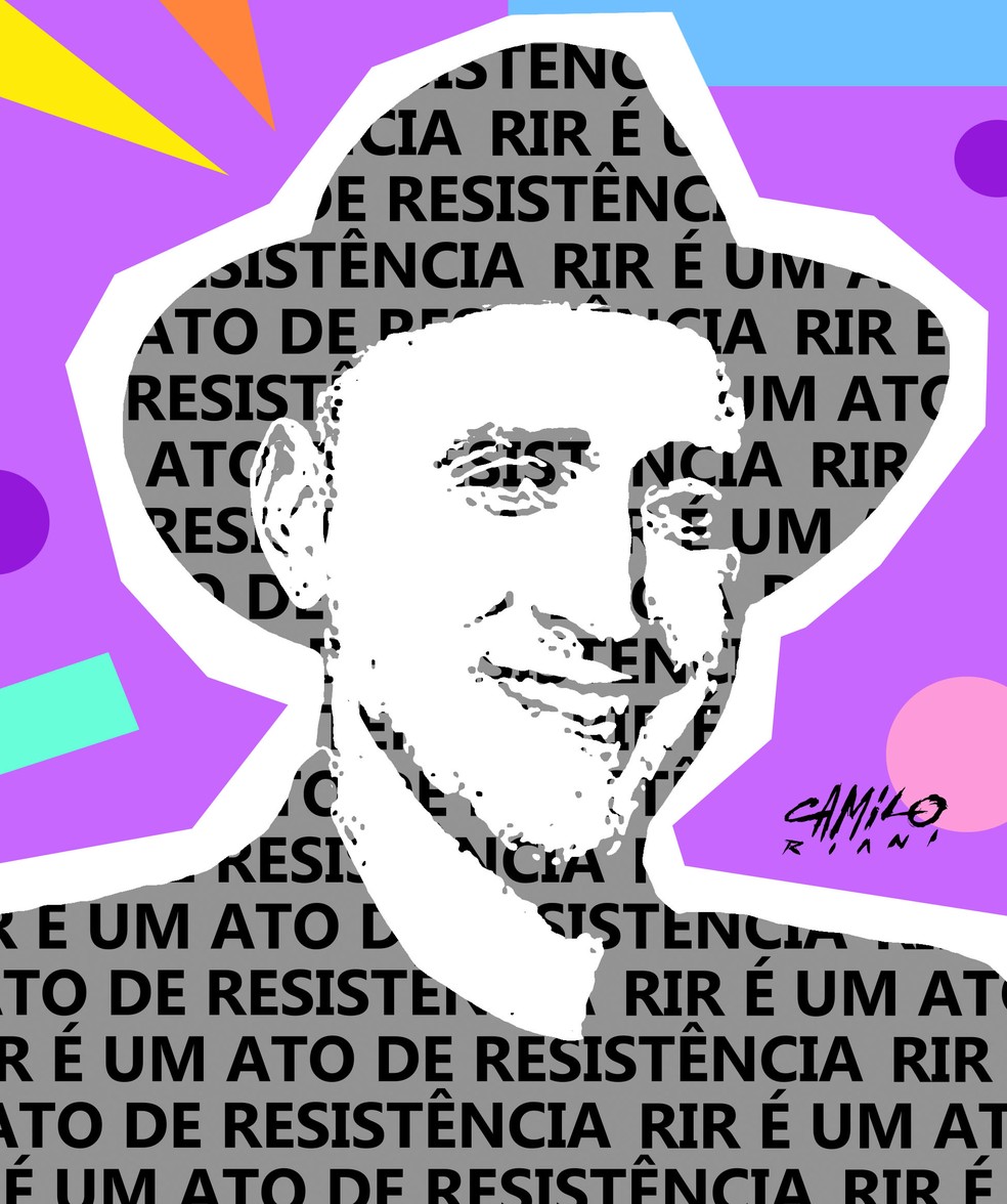 Camilo Riani faz homenagem a Paulo Gustavo — Foto: Camilo Riani/Associação dos Cartunistas do Brasil