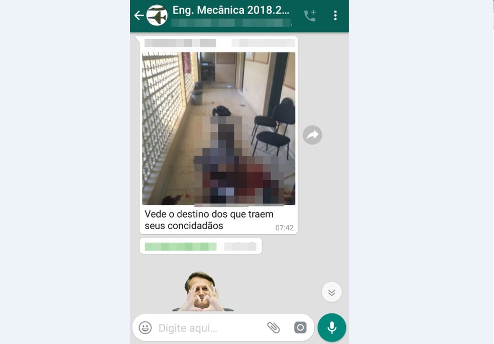 Estudantes usam imagens do massacre em Suzano para ameçar colega que teria feito denúncia dos comentários  — Foto: Reprodução/Whatsapp