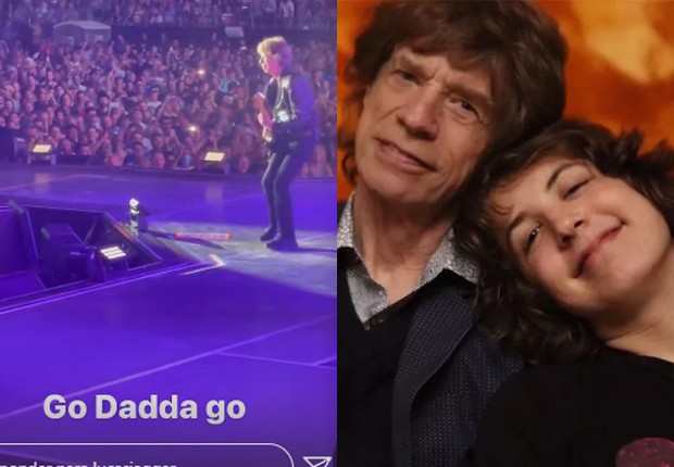 Lucas Jagger assiste a show do pai, Mick Jagger, vocalista do Rolling Stones (Foto: Reprodução/Instagram)