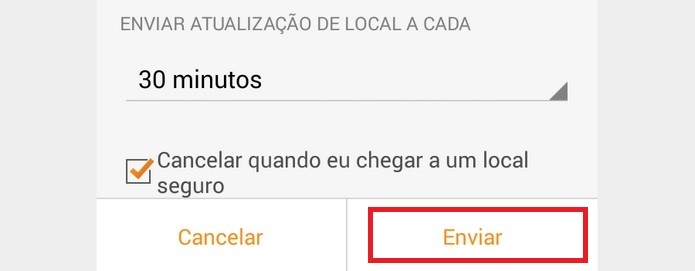 Botão Enviar do recurso Siga-me em destaque (Foto: Reprodução/Raquel Freire)