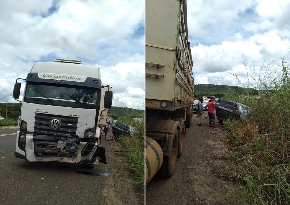 Duas pessoas morrem em acidente envolvendo três veículos na Estaca Zero, entre as BRs 343 e 316, no PI — Foto: Reprodução