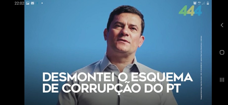 O ex-juiz Sergio Moro em propaganda para a sua campanha ao Senado pelo Paraná