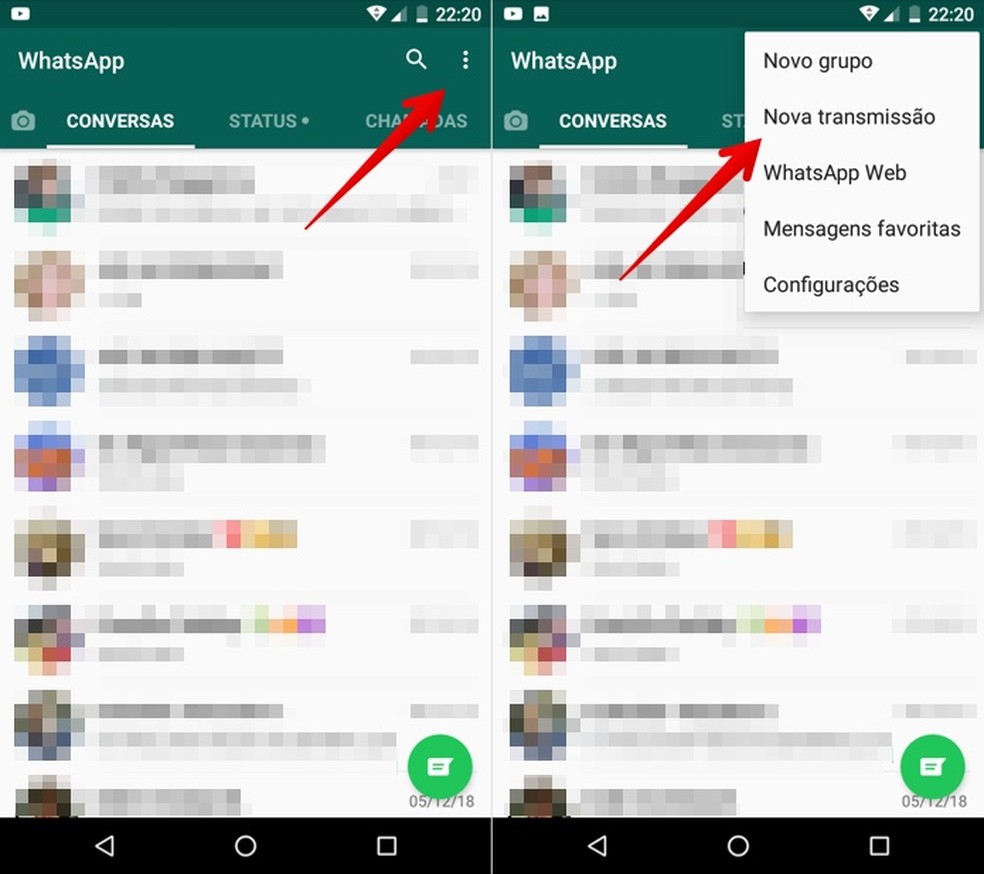 Crie lista de transmissão no WhatsApp para Android — Foto: Reprodução/Helito Beggiora