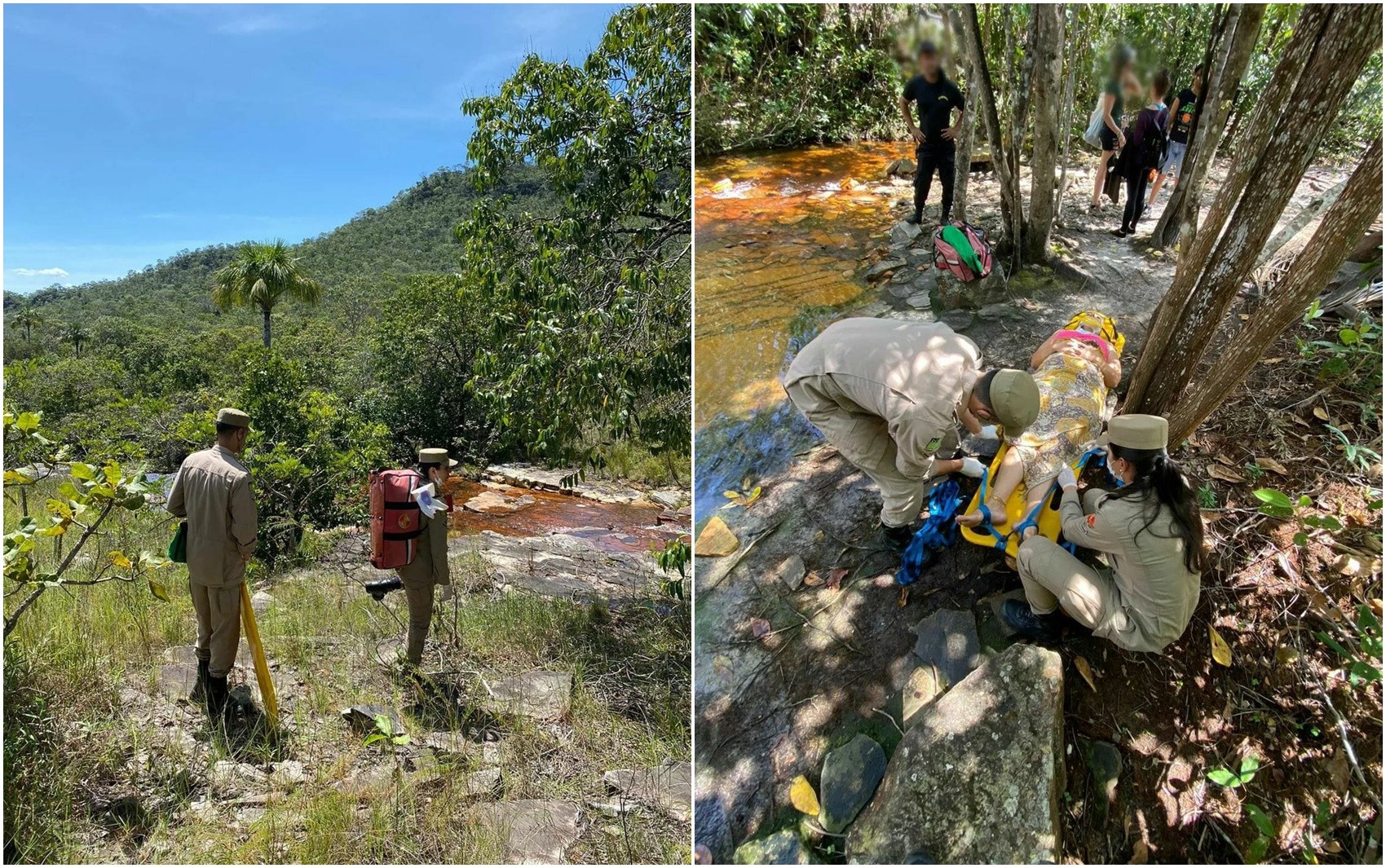 Turista é resgatada após cair durante passeio em cachoeira de Pirenópolis 