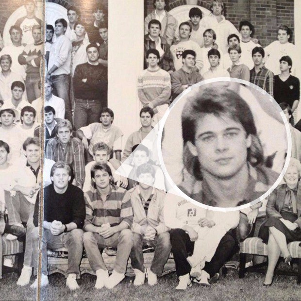 Brad Pitt com colegas de faculdade em 1986 (Foto: AKM-GSI)