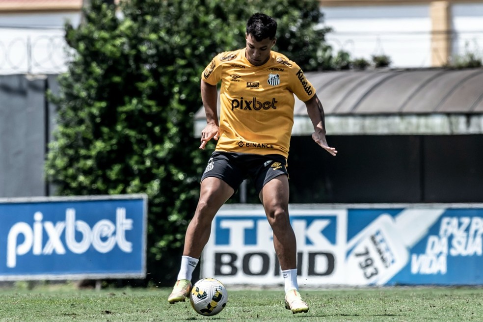 Marcos Leonardo em treino do Santos — Foto: Ivan Storti