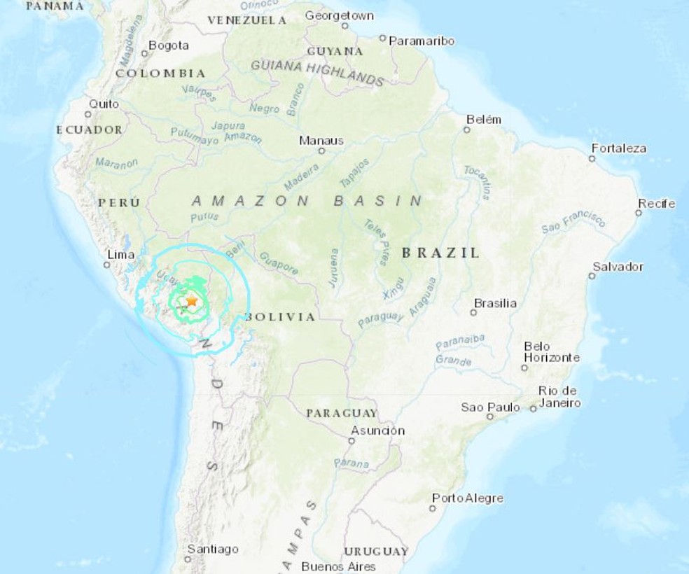 Terremoto no Peru foi sentido em RO — Foto: Reprodução/USGS