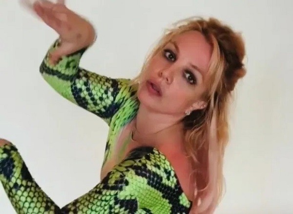 A cantora Britney Spears vestida de cobra (Foto: Instagram)