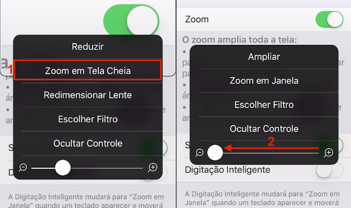 Mudando o zoom do iOS de Janela para Tela Cheia (Foto: Reprodução/Edivaldo Brito)