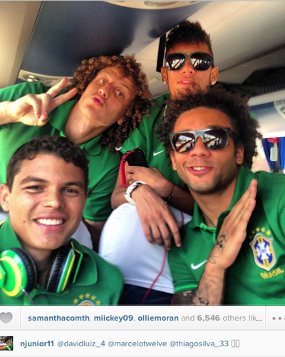 Neymar, Thiago Silva, Marcelo e David Luiz (Foto: Reprodução)