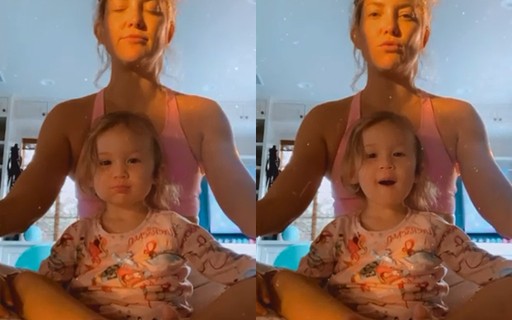 Kate Hudson posta vídeo fofo de ioga com a filha de 2 anos; assista