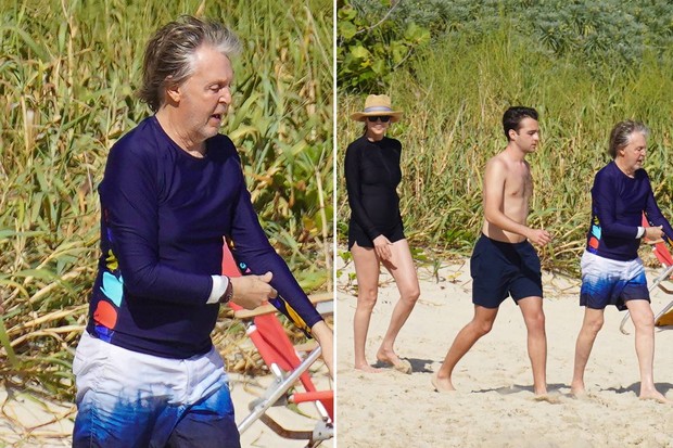 Paul McCartney curte dia de praia com a  família no Caribe (Foto: The Grosby Group)
