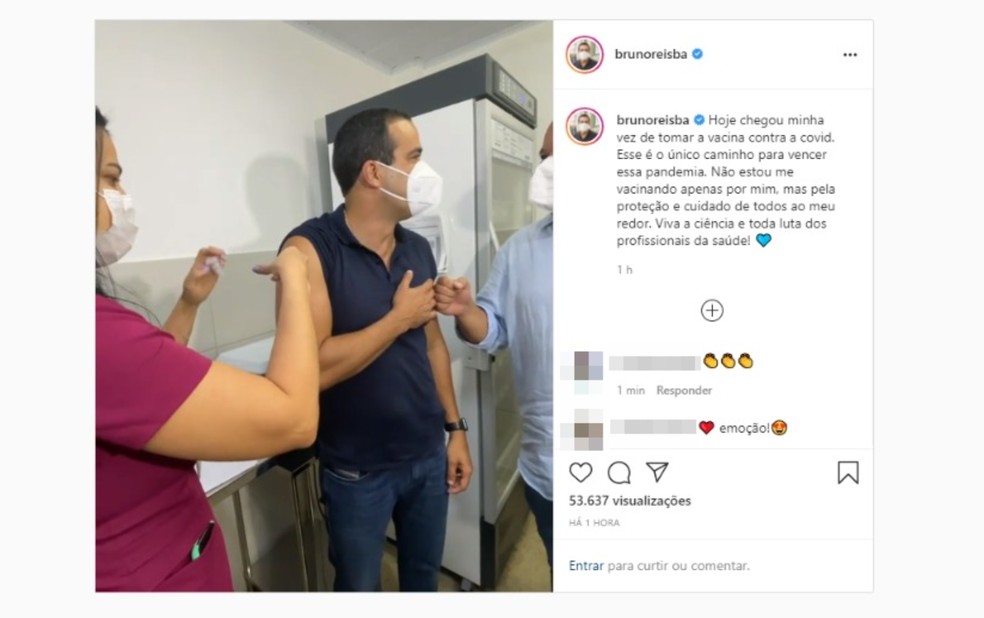 Prefeito de Salvador é vacinado contra Covid-19 no Subúrbio Ferroviário — Foto: Reprodução/Redes Sociais