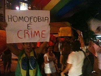 Manifestação contra o projeto da chamada cura gay (Foto: Alexandre Morais / G1)