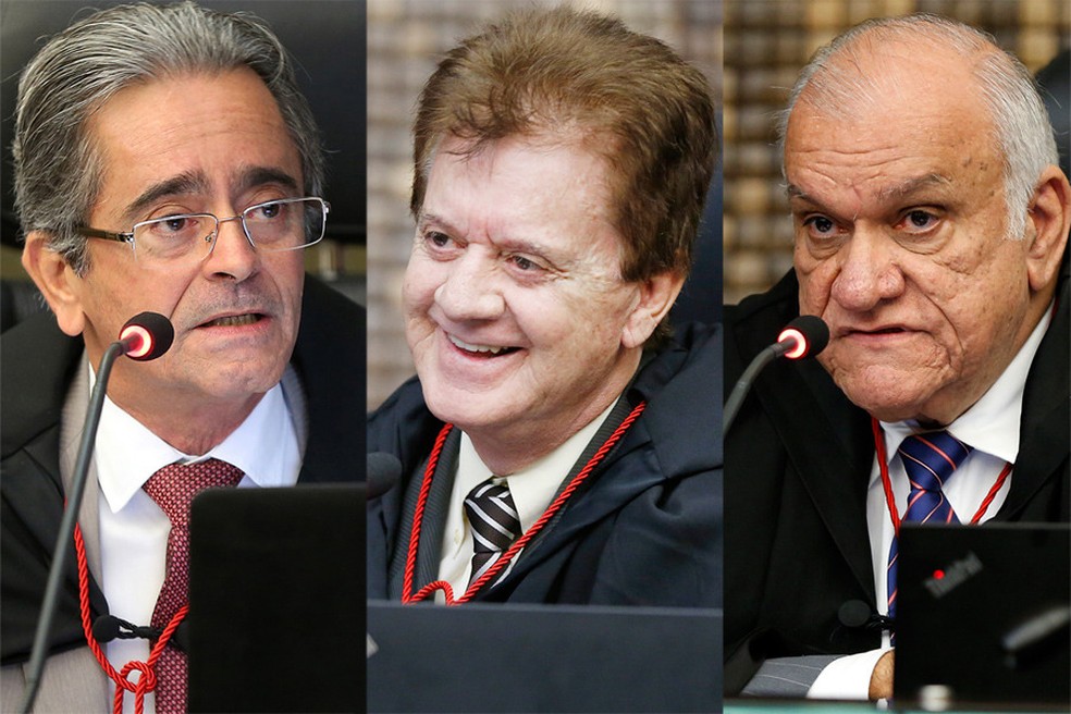 Cúpula do TJ-AL para o biênio 2021-2022 (a partir da esq.): Fábio Bittencourt, corregedor eleito; Klever Loureiro, presidente eleito e José Carlos Malta, vice-presidente eleito — Foto: Divulgação/TJ-AL