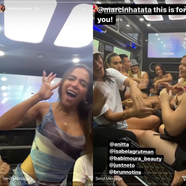Anitta chegou no local em uma limousine e acompanhada de muitos amigos (Foto: Reprodução)