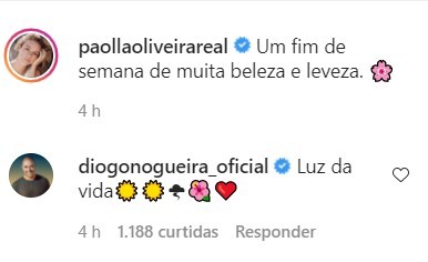 Diogo Oliveira comenta foto da namorada (Foto: reprodução/instagram)