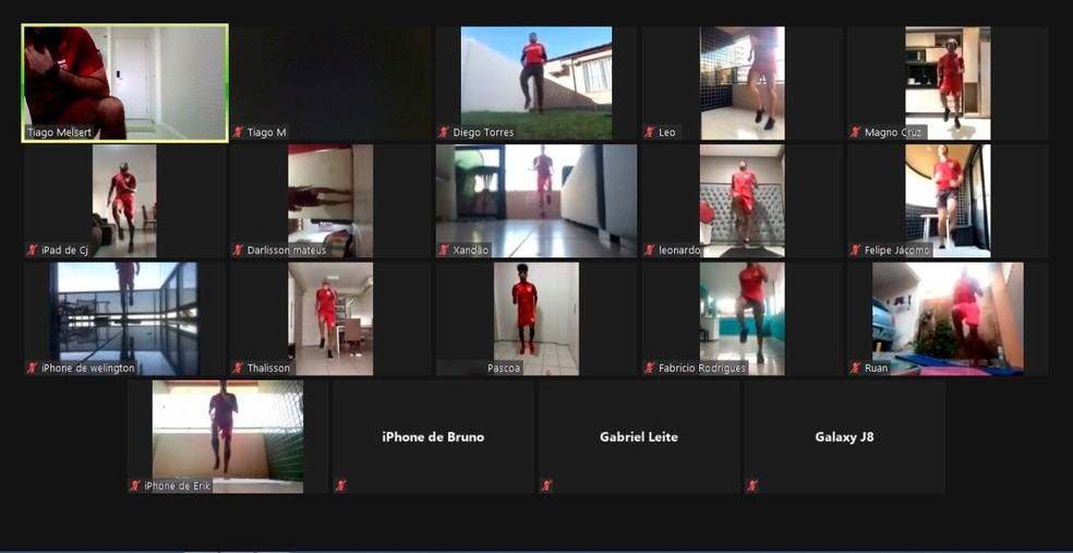 Jogadores começaram o trabalho por videoconferência — Foto: Foto: Divulgação/CRB
