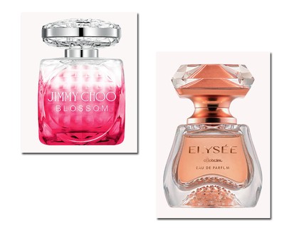 Eau de Parfum Blossom, Jimmy Choo, R$ 599 (100 ml) e Eau de Parfum Elysée (50 ml), O Boticário, R$ 179