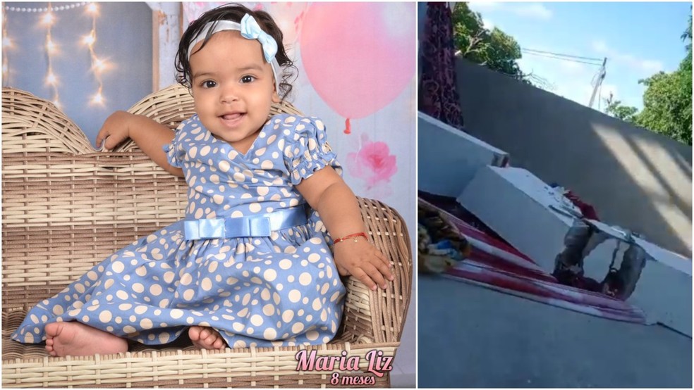 Maria Liz, de 8 meses, morreu após ser atingida pela coluna de alpendre na cidade de Icó. — Foto: Reprodução