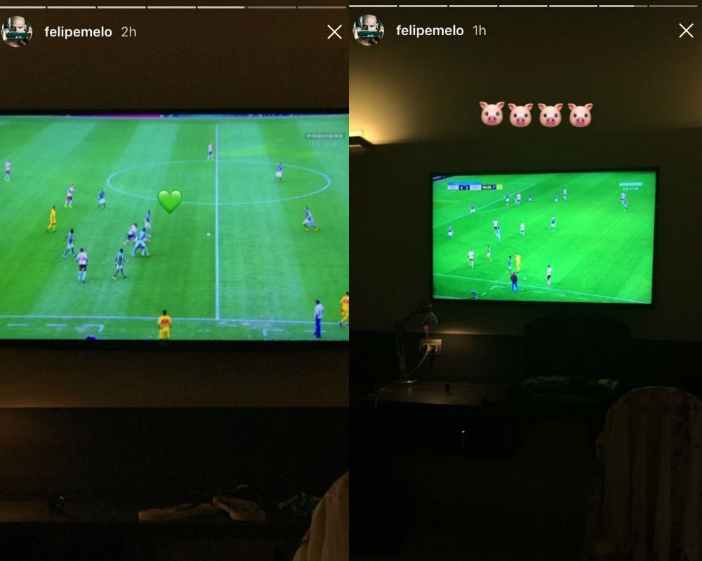  De folga no Ceará, Felipe Melo vibra com vitória do Palmeiras nas redes sociais