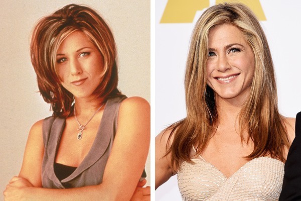 Jennifer Aniston em 1996 e em 2015 (Foto: Getty Images)