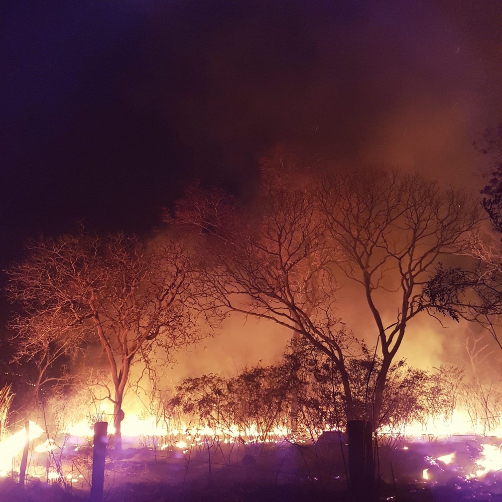 Incêndio em Arinos, no Noroeste de MG — Foto: Corpo de Bombeiros