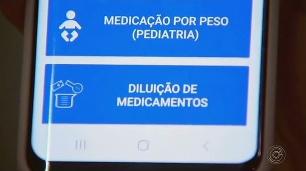 Aplicativo desenvolvido por estudantes de Tatuí (SP) calcula dosagem de medicamentos — Foto: Reprodução/TV TEM