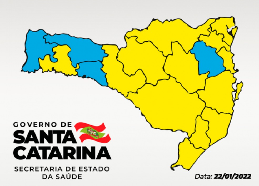 Mapa de risco para coronavírus em SC  — Foto: Governo estadual/Divulgação